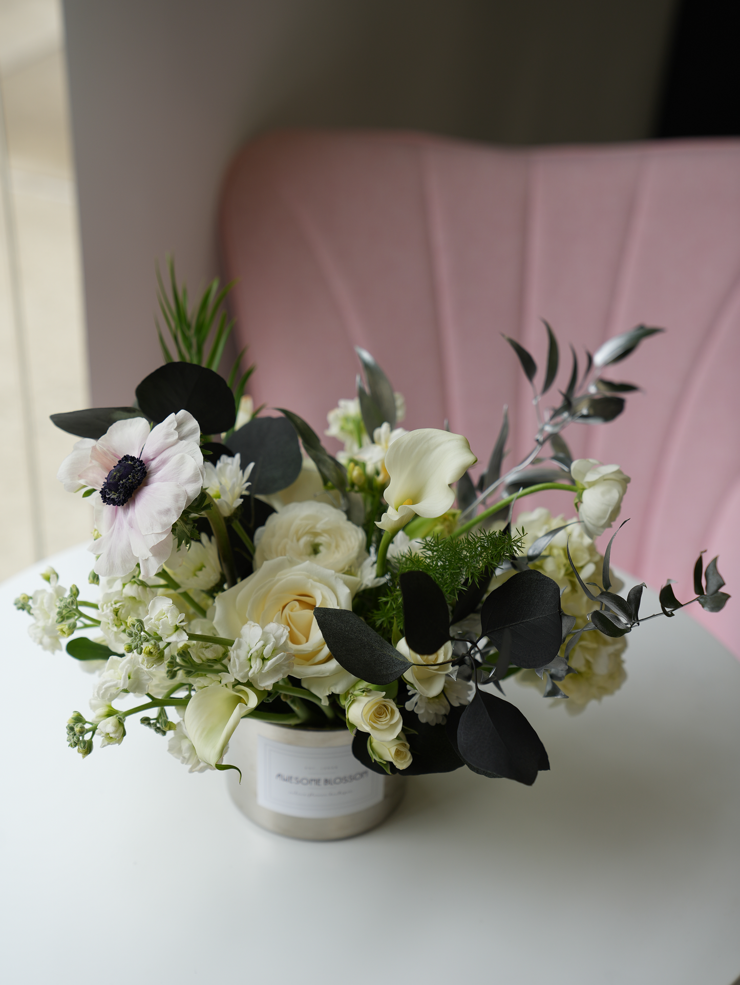 "Noir blues" vase bouquet