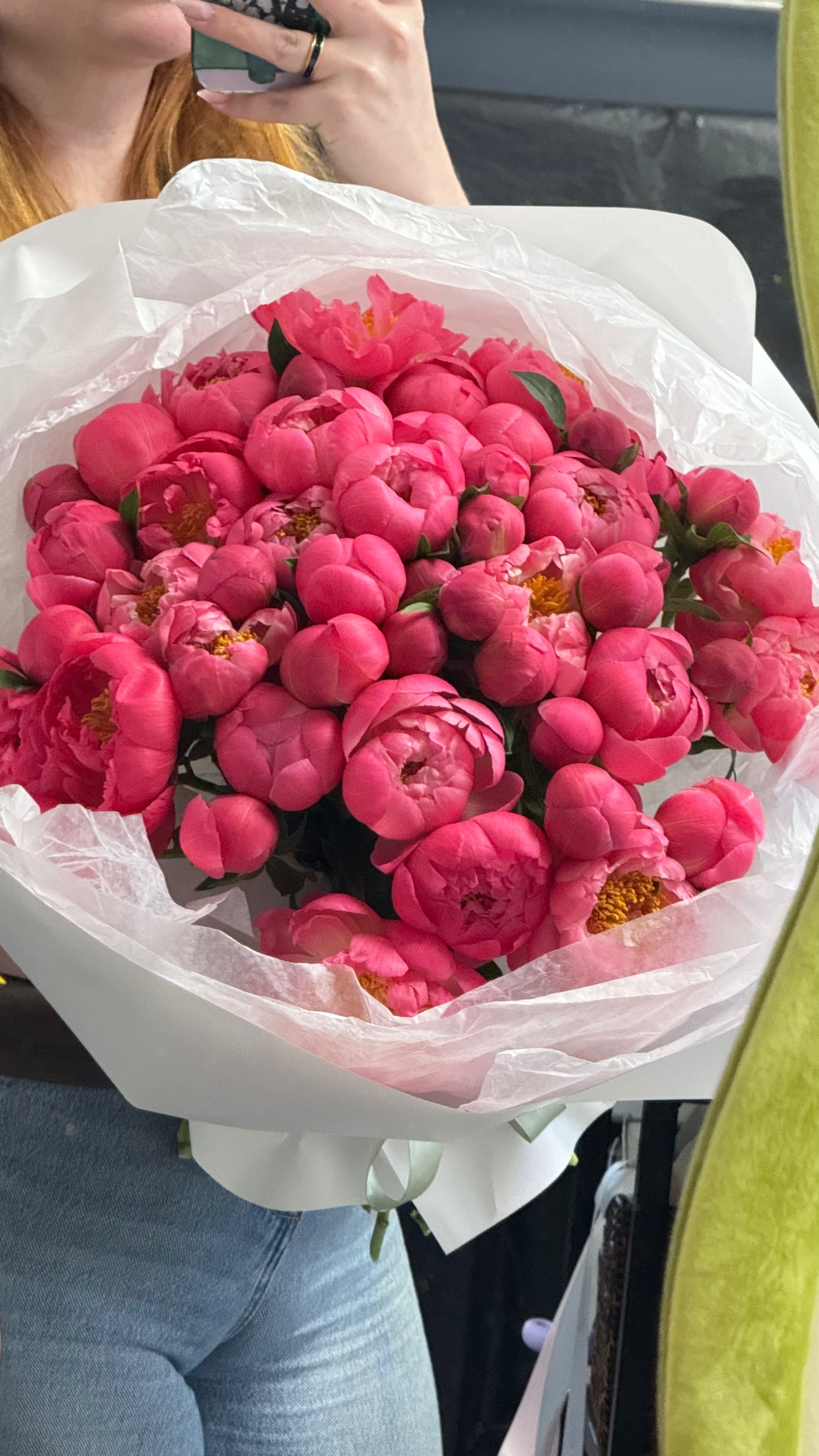 "Coral charm peony" bouquet