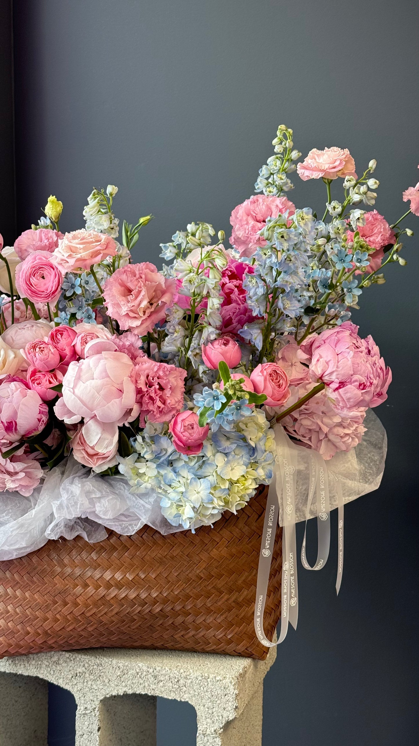 "Blue and pink" basket