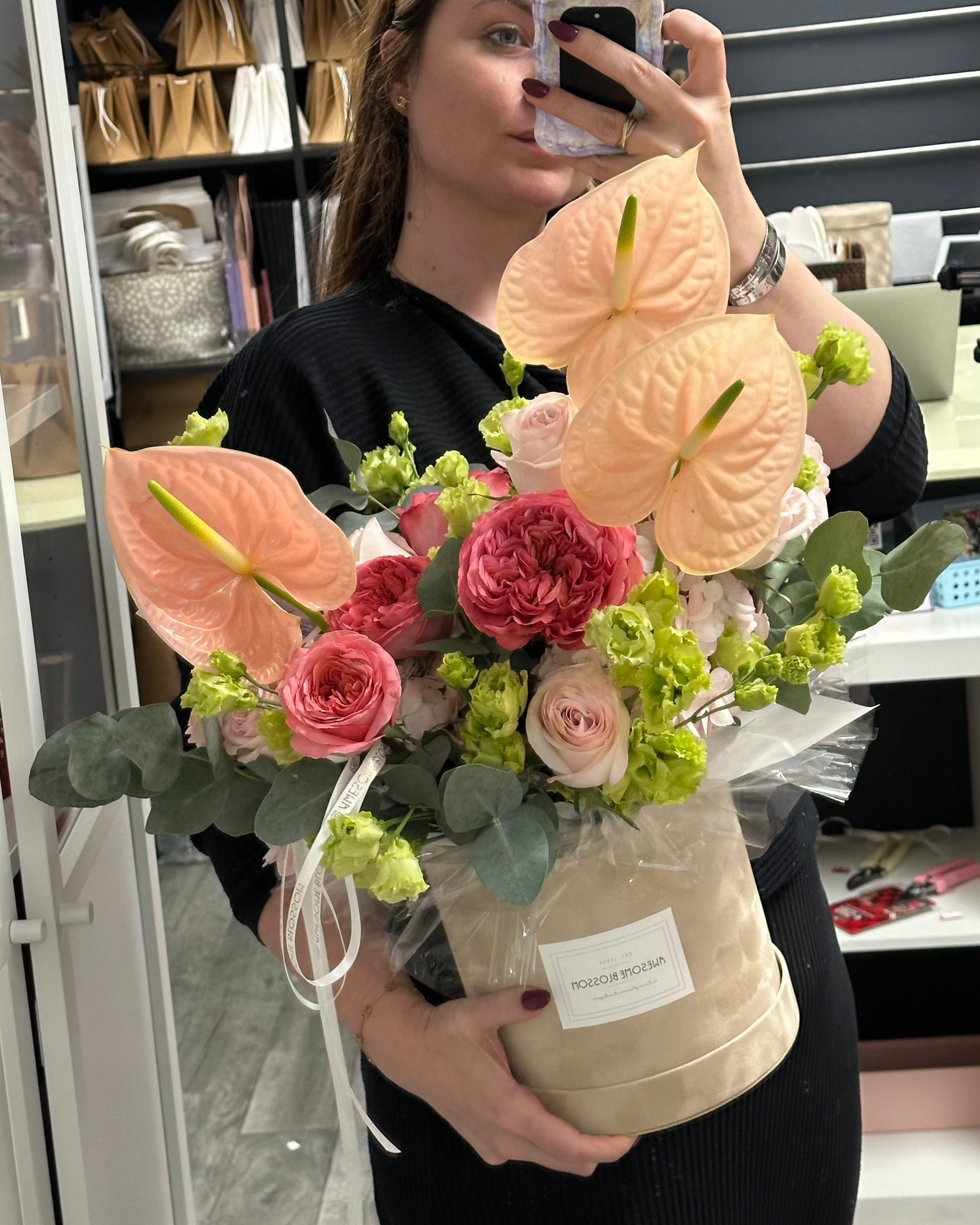 peach anthurium Peach Anthurium Box – Exotic Flower Gift Box Brooklyn NYC – Awesome Blossom NYC