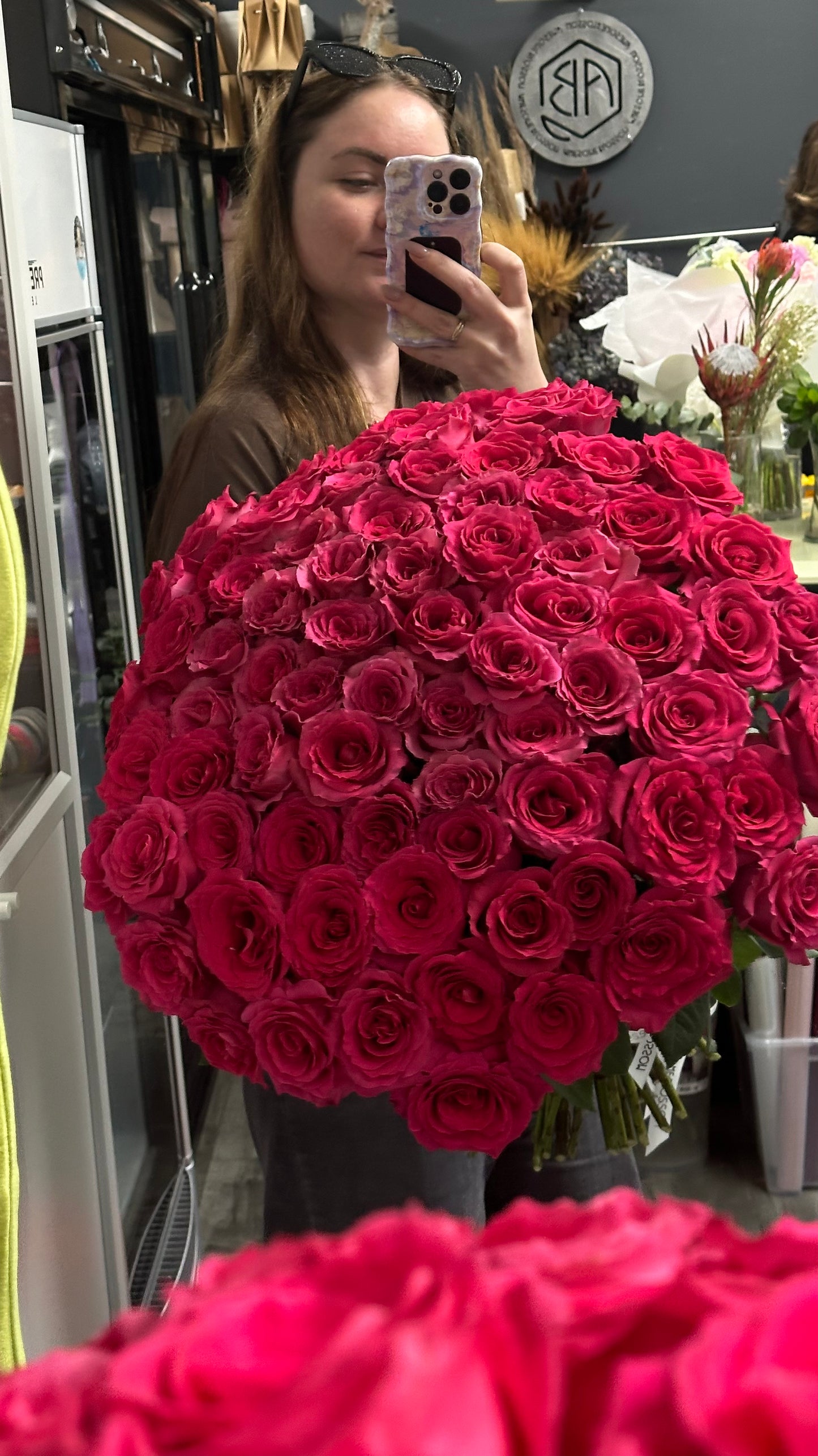 Bright pink roses mono