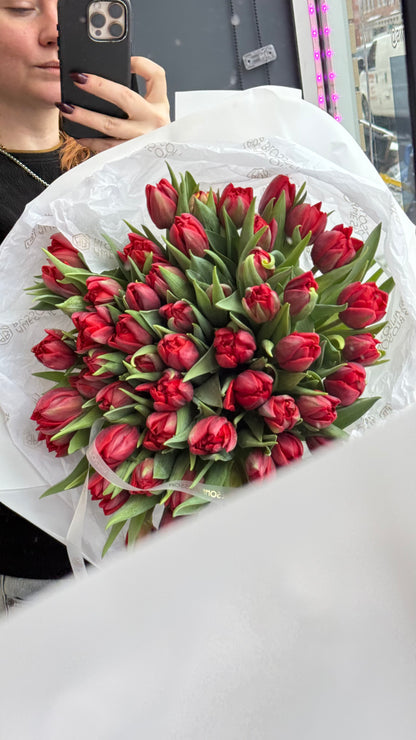 Double red tulips