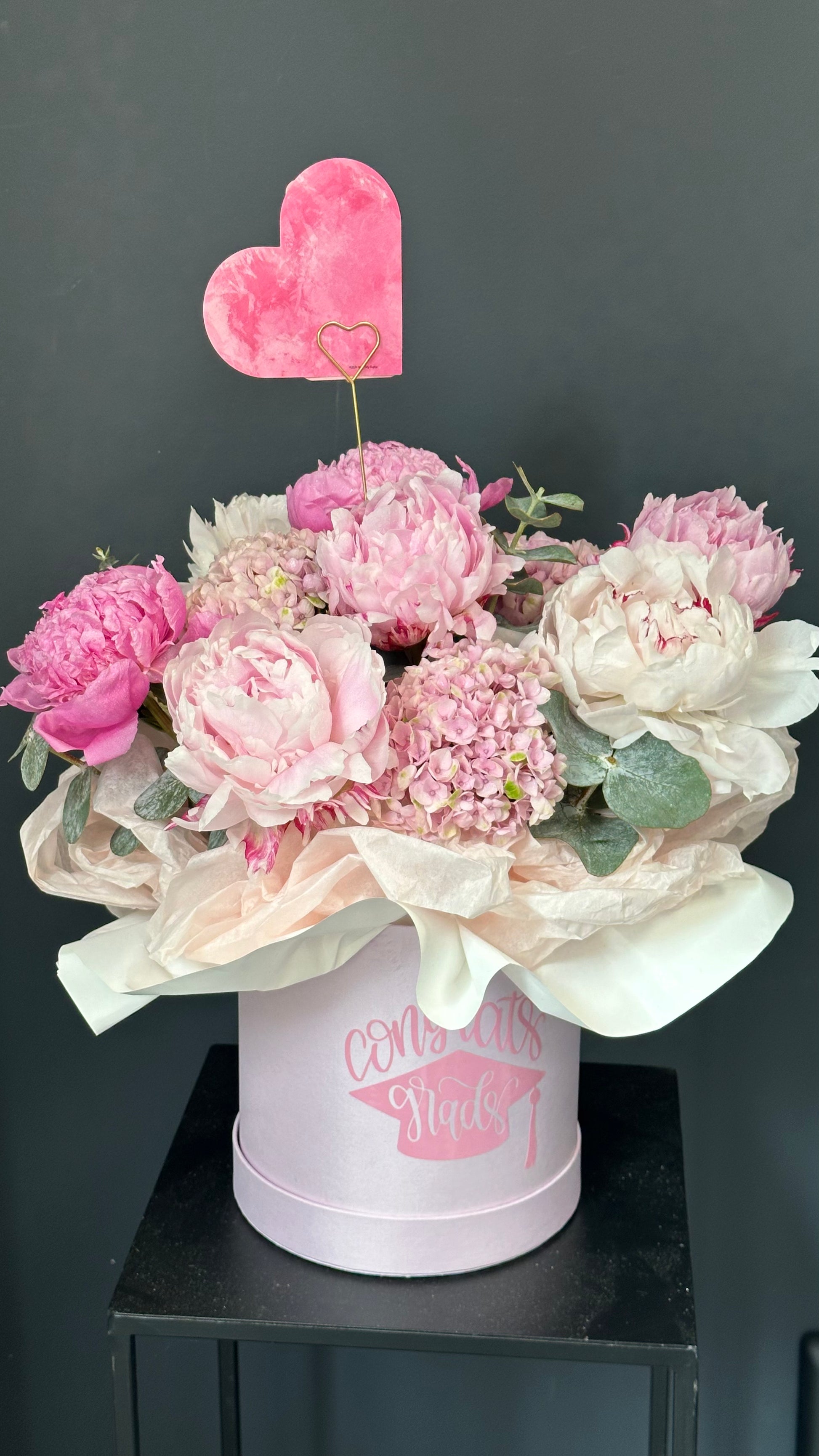 Graduation Pink Peonies & Hydrangea Box