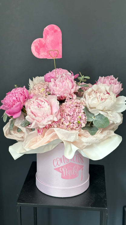 Graduation Pink Peonies & Hydrangea Box