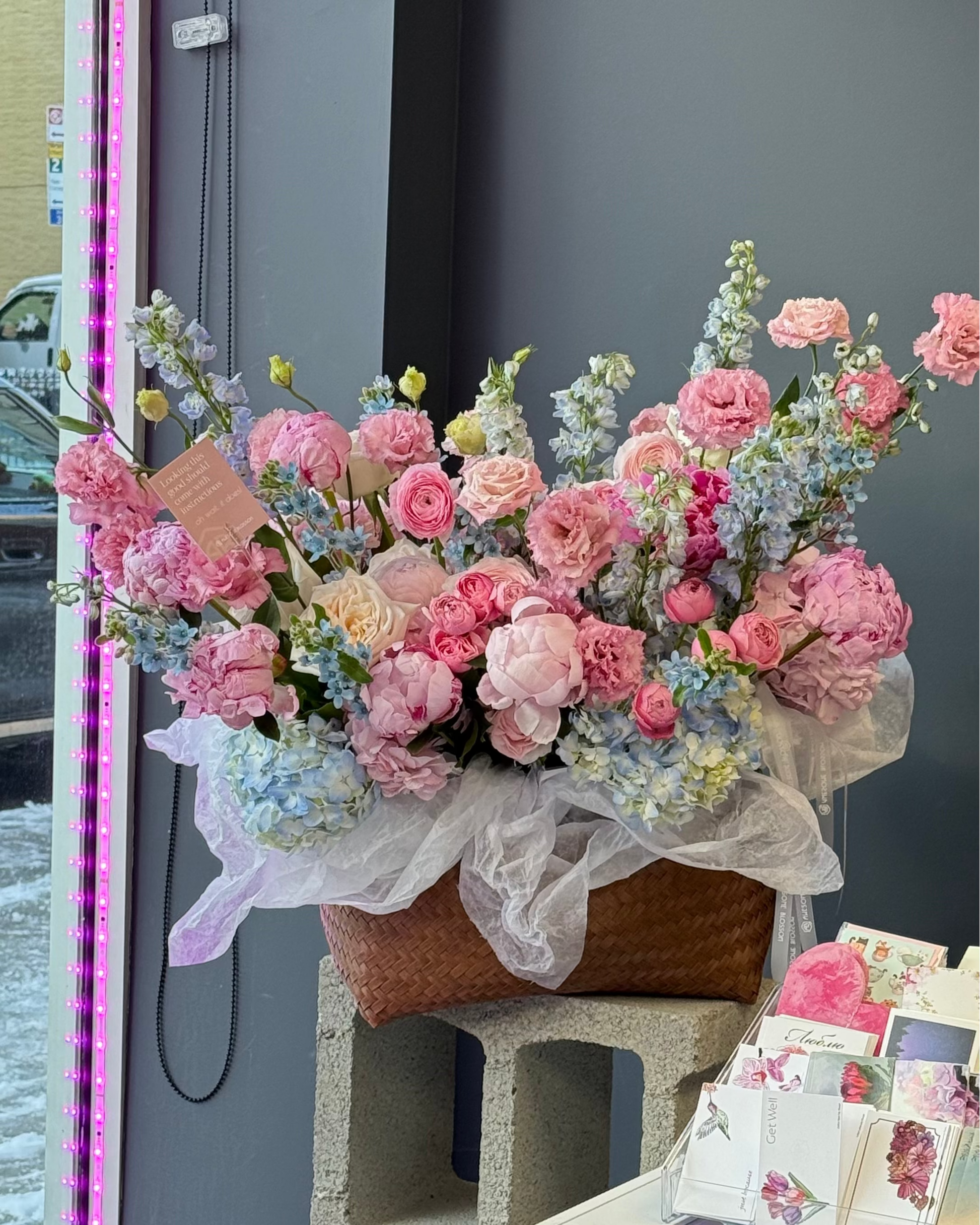 "Blue and pink" basket