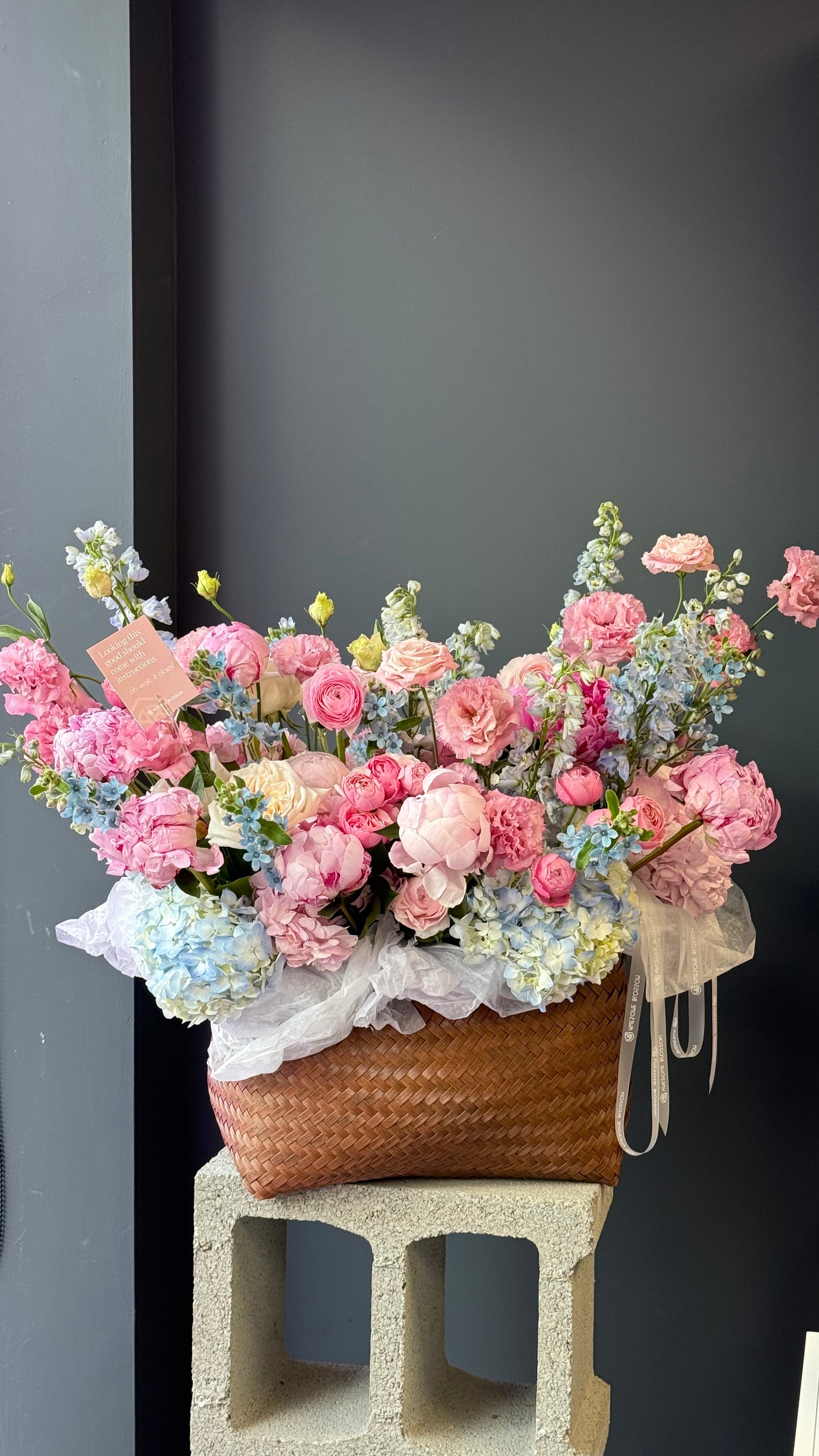 "Blue and pink" basket
