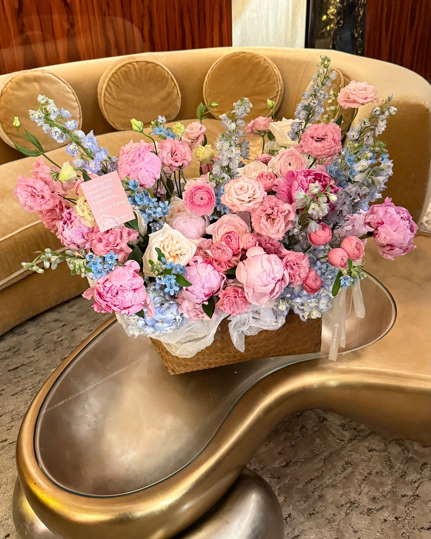 "Blue and pink" basket