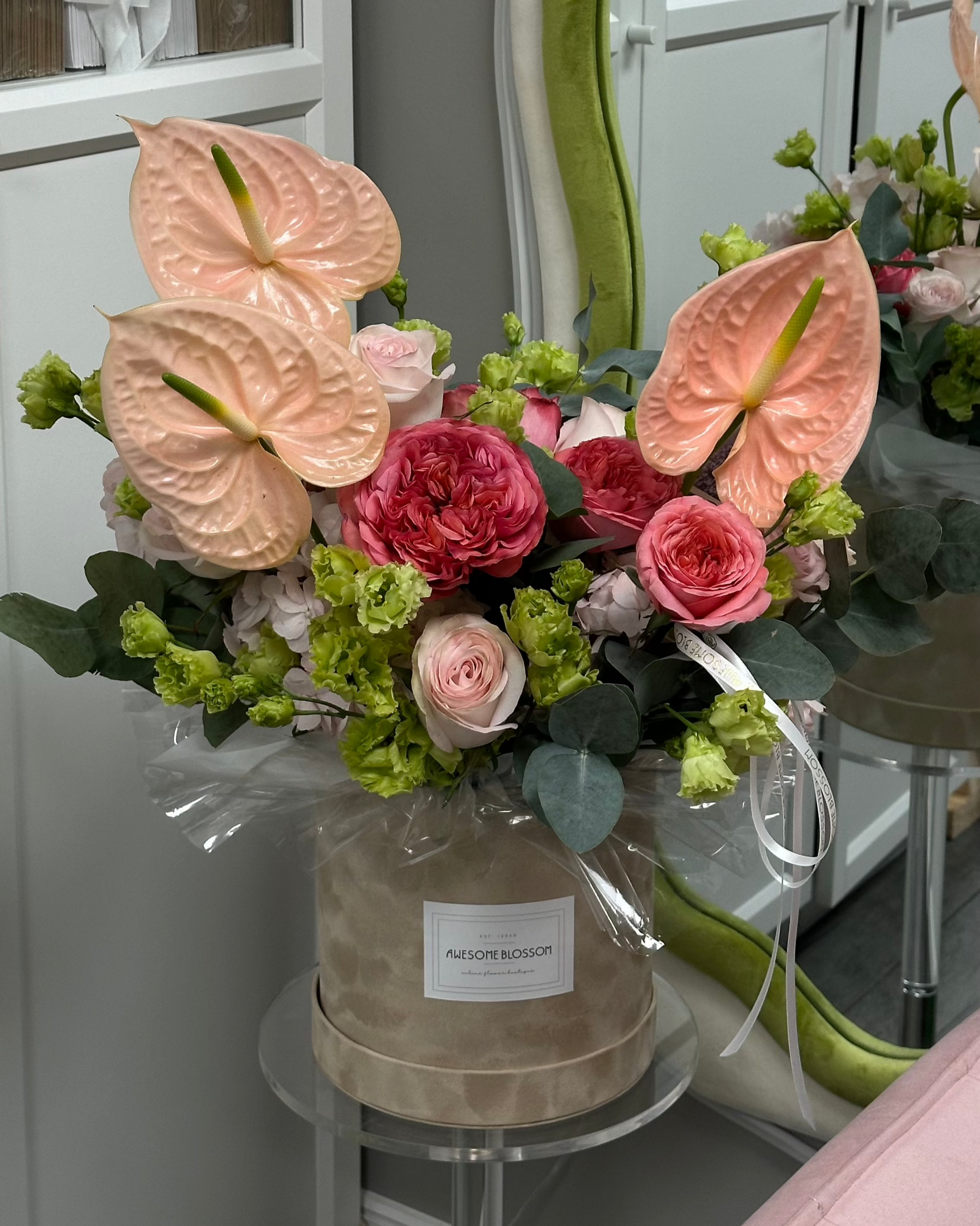 anthurium artificial flowers "Peach anthurium" box