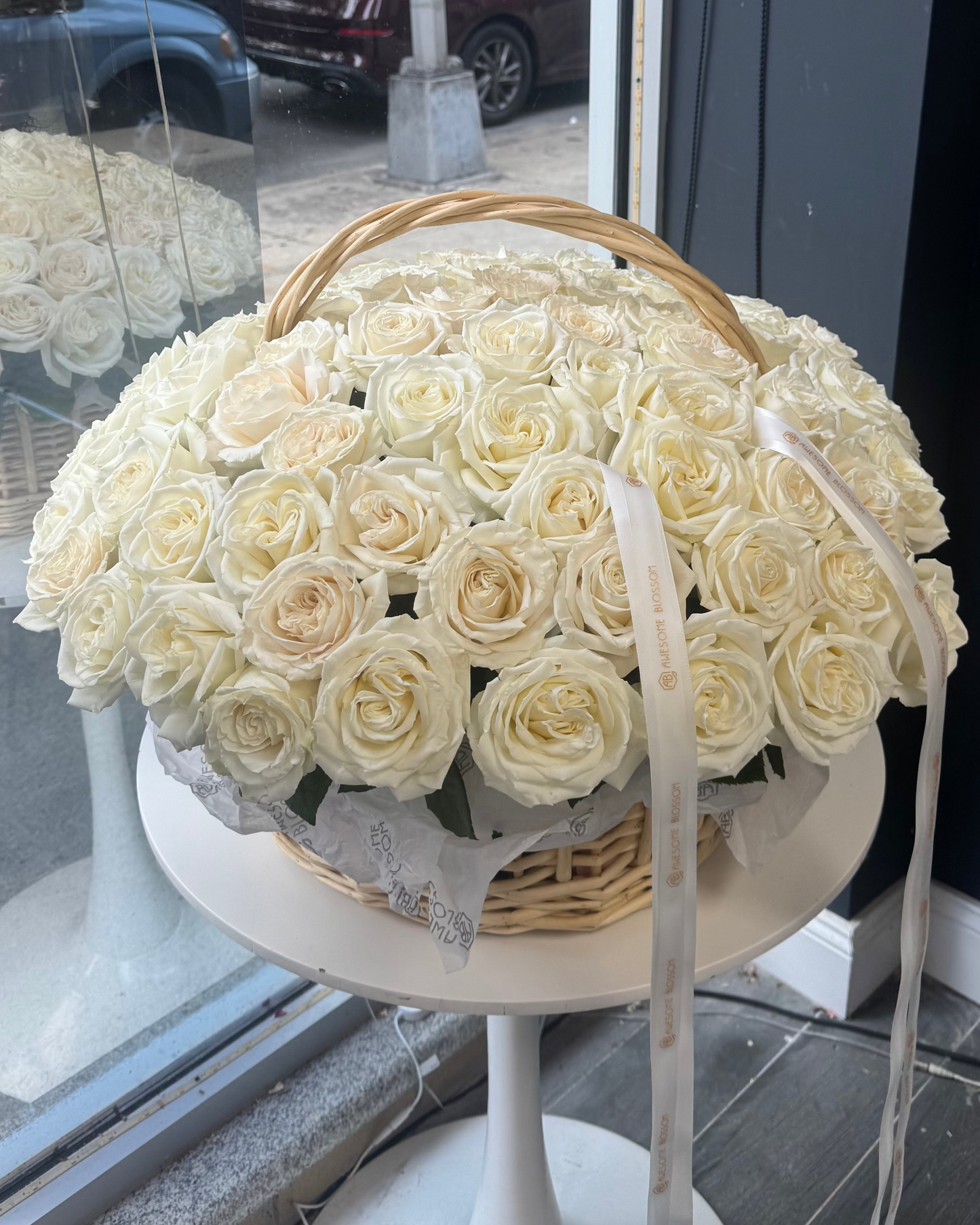 "The White Roses" Basket
