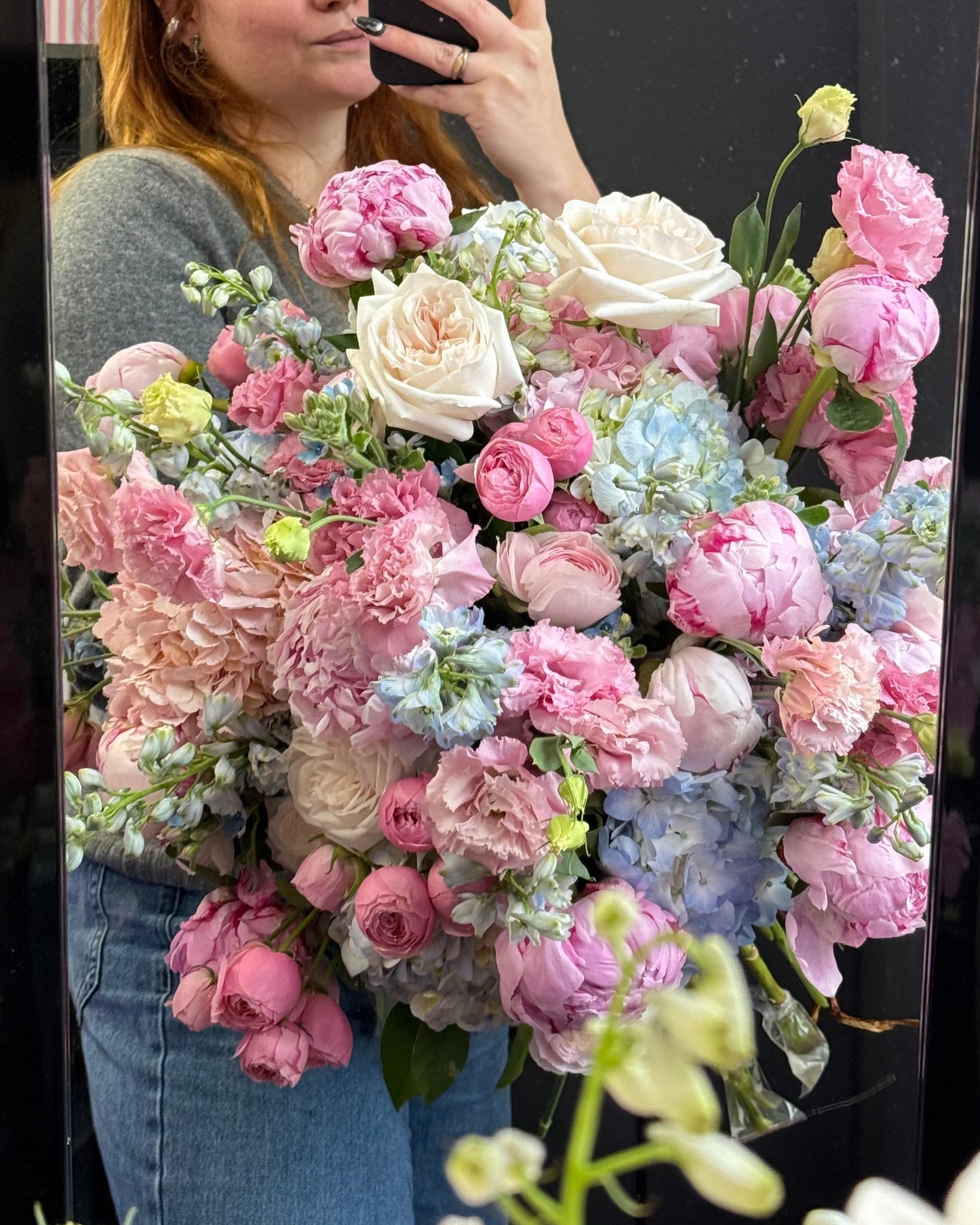 "Blue and pink" bouquet
