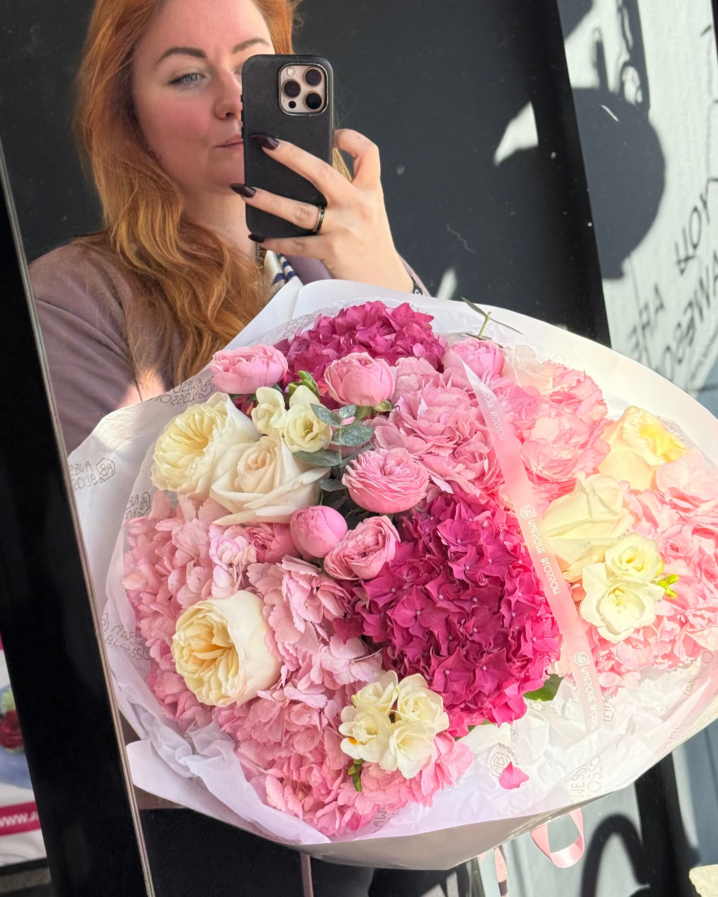 "Bright pink" bouquet